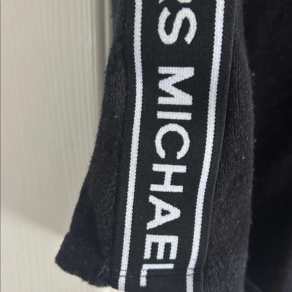 MICHAEL KORS BLACK TERRY STRAPLESS LOGO-TAPE ROMPER SIZE L